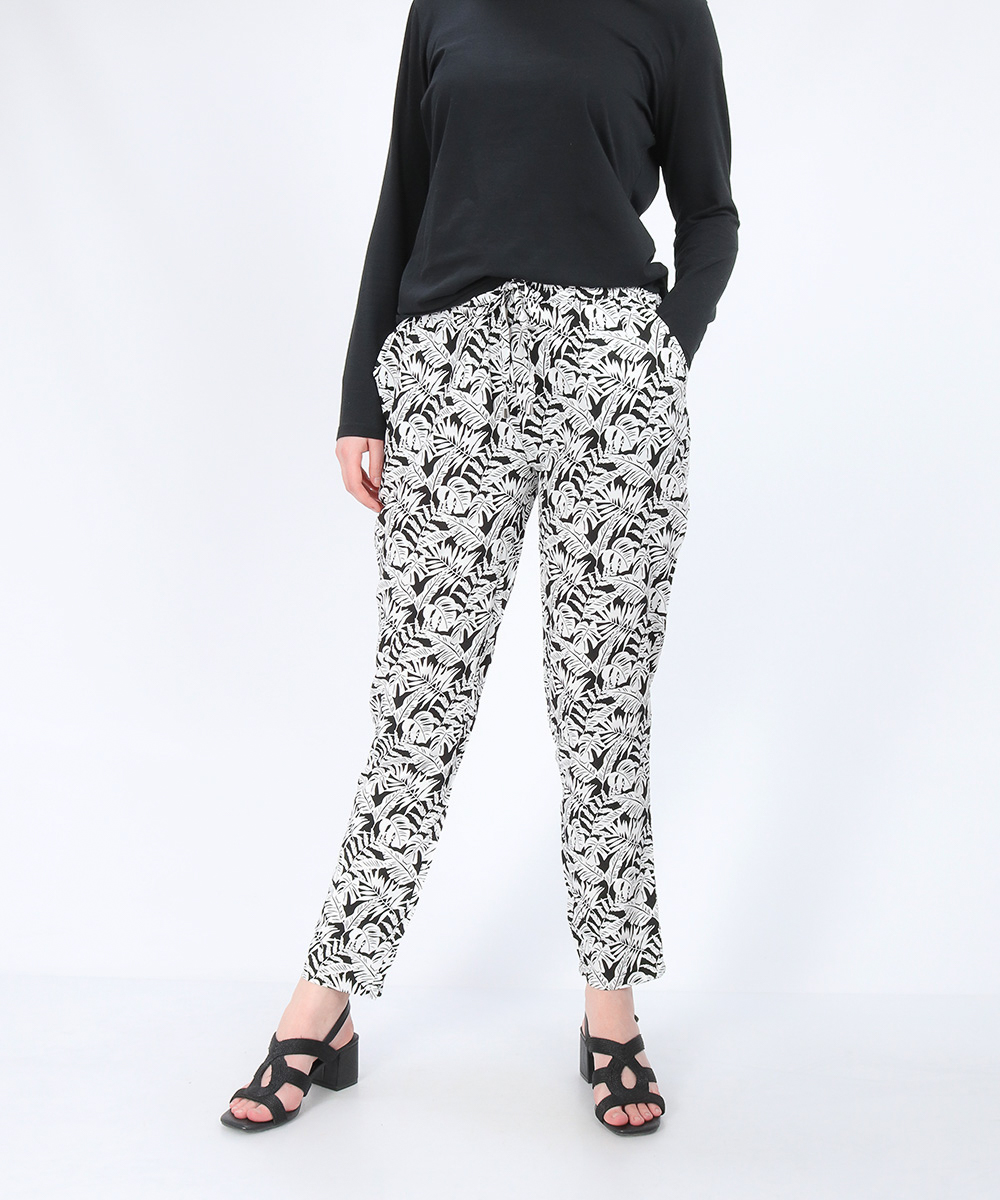 Pantaloni Hailys, alb-negru, XS