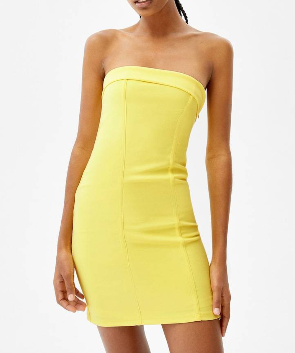 Rochie scurta Bershka, galben, L