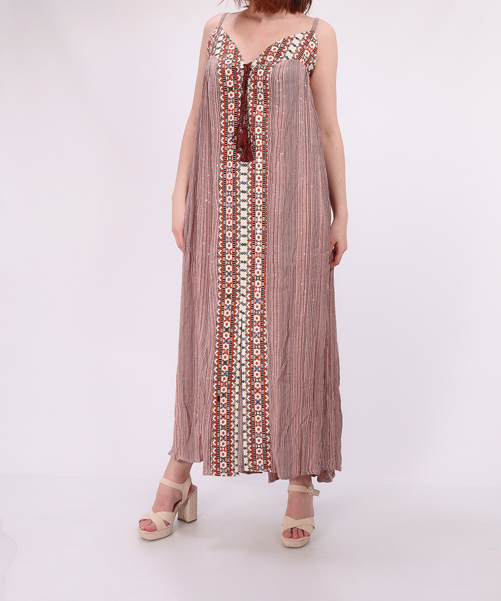 Rochie Lunga Savage Culture, roz pudra, S