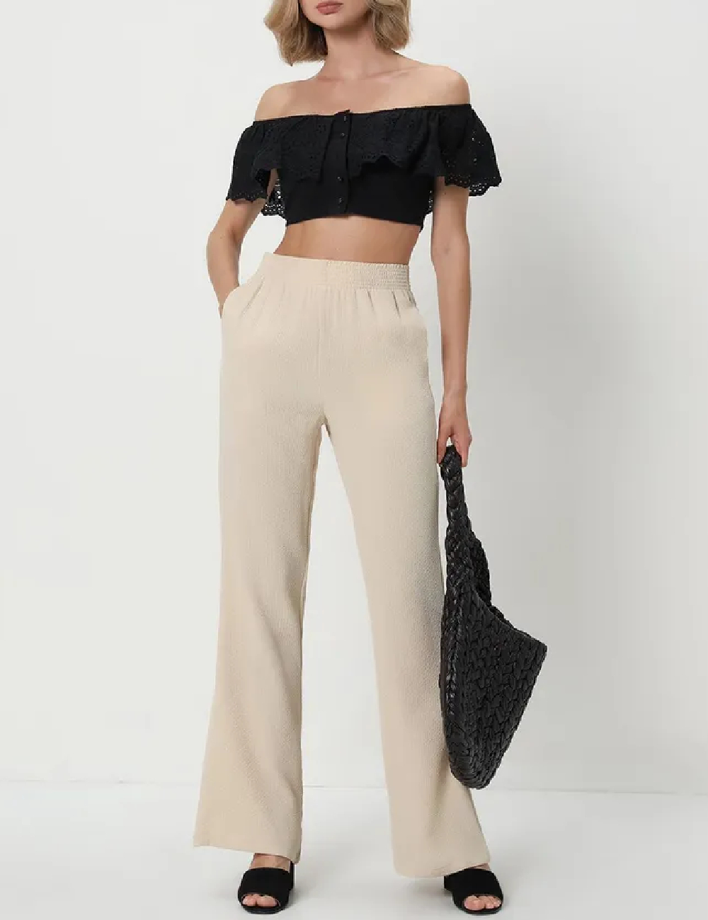 Pantaloni Reserved, crem, M