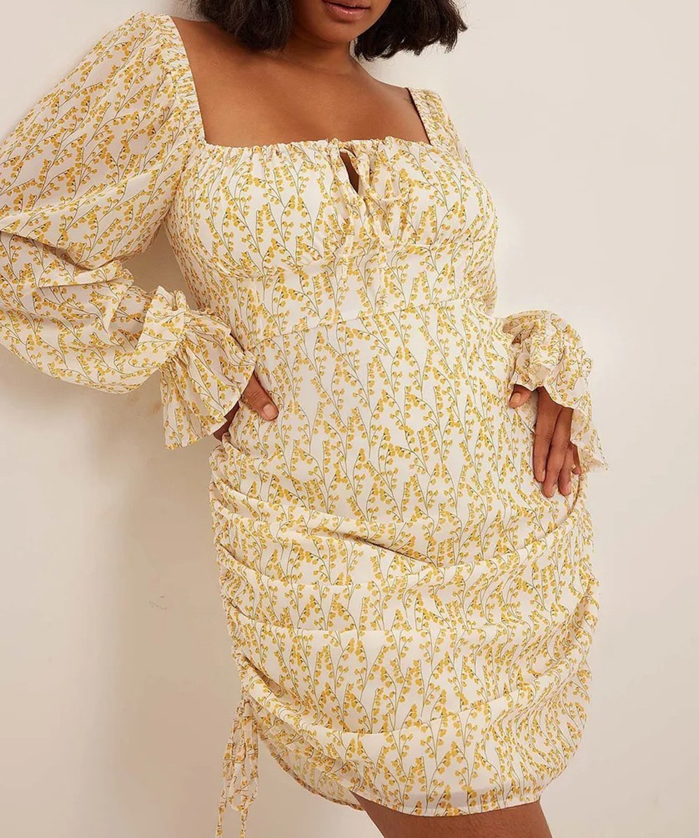 Rochie scurta NA-KD Plus Size, ecru - 1 | YEO