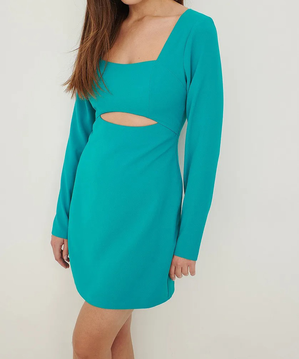 Rochie scurta NA-KD, turcoaz, 38