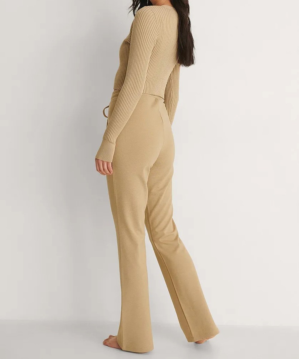 Pantaloni NA-KD, crem, M - 1 | YEO
