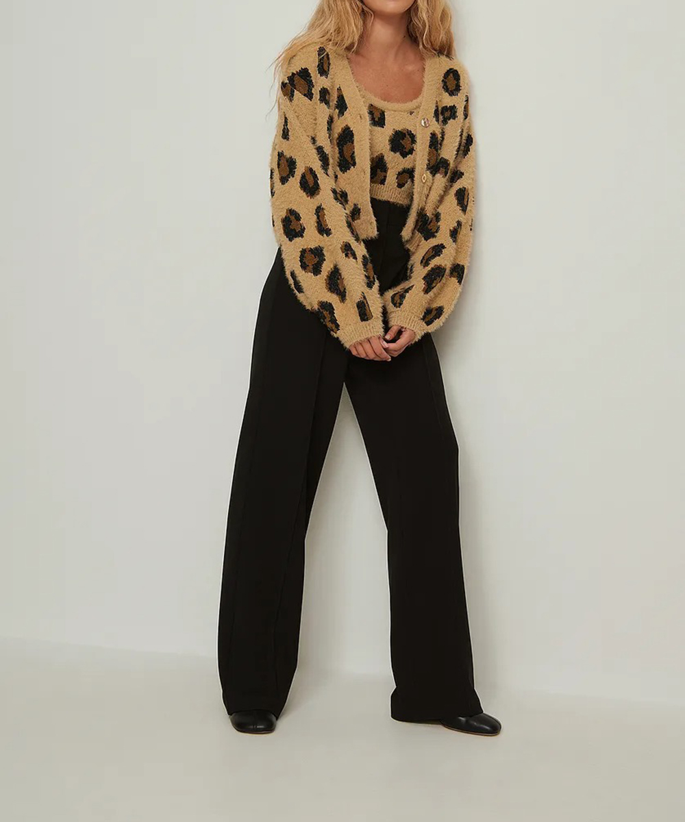 Cardigan NA-KD, animal print, XXS