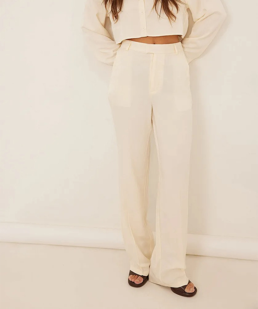 Pantaloni NA-KD, ecru, 36