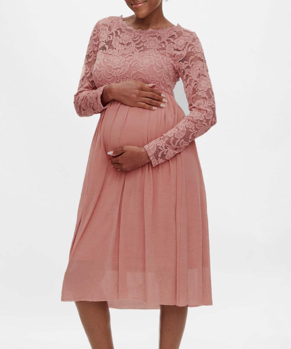 Rochie Medie Mamalicious, roz pudra inchis, S