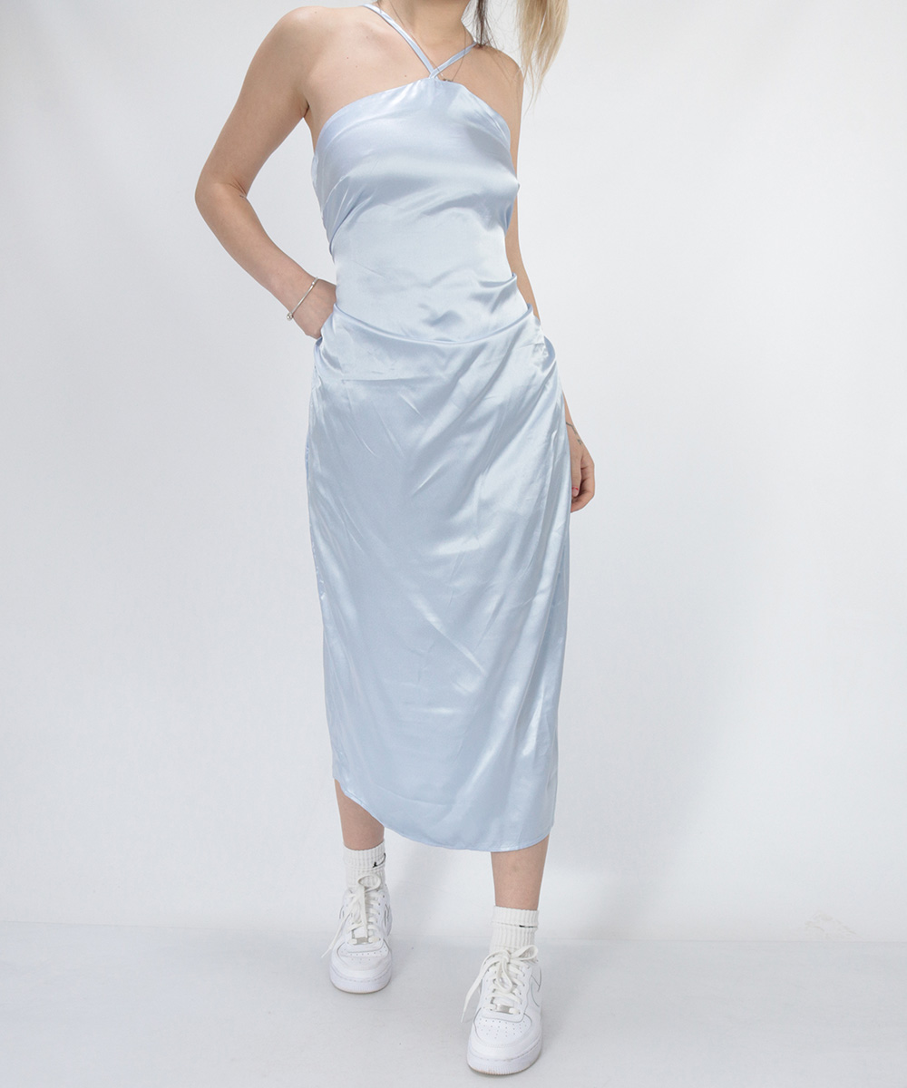 Rochie medie Vila, bleu, 38