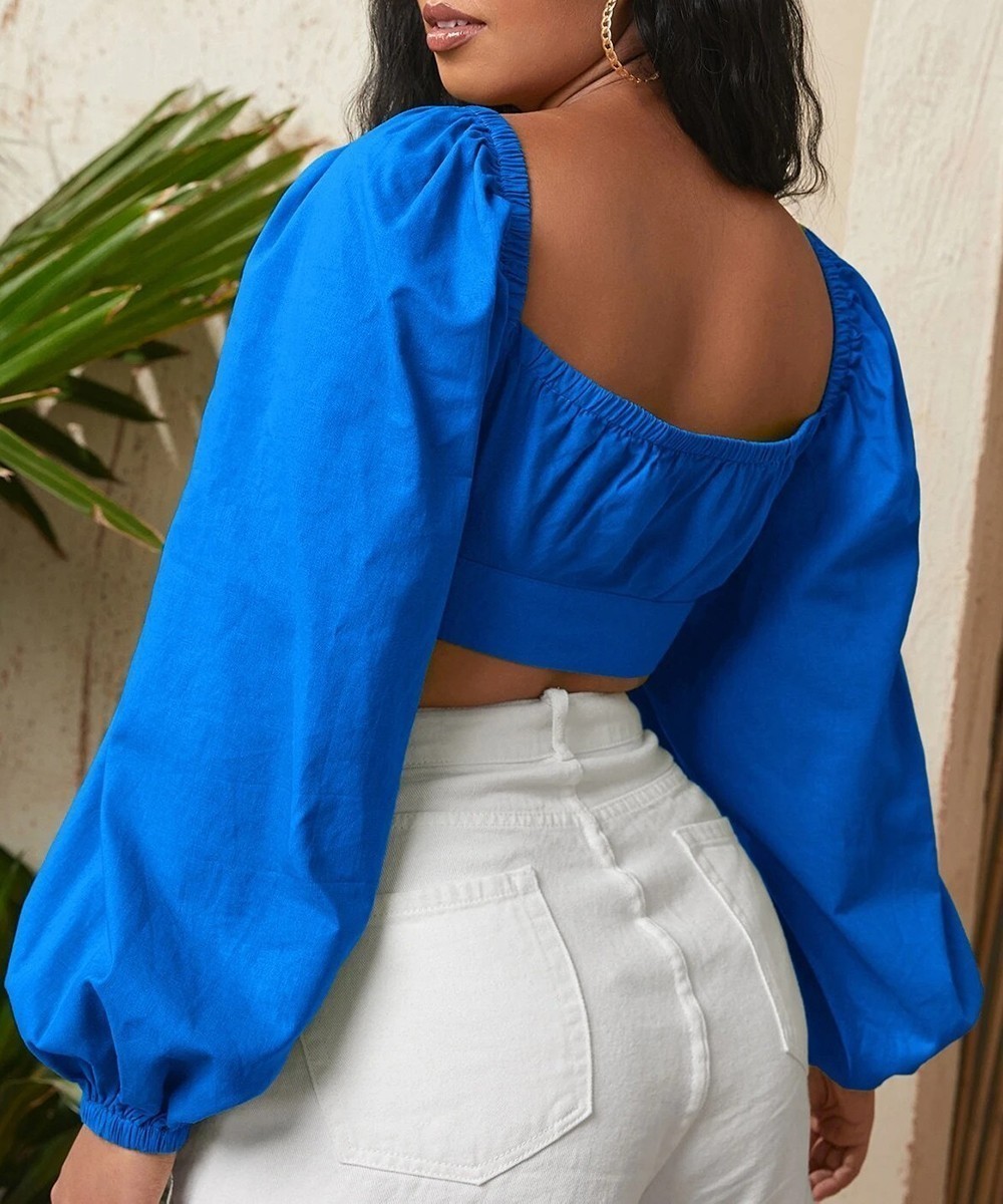 Top SHEIN CURVE, albastru, 3XL - 1 | YEO