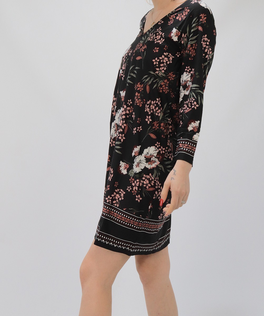 Rochie scurta Happy Holly, negru floral, 36/38 - 1 | YEO