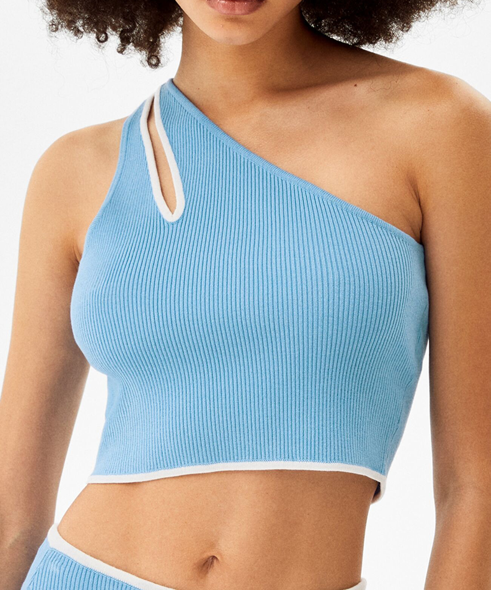 Top Bershka, albastru, S