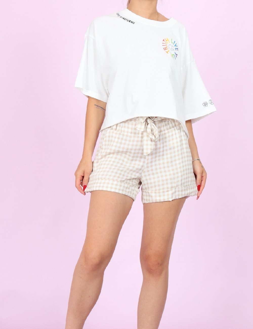 Pantaloni scurti Hailys, alb/crem, S - 1 | YEO