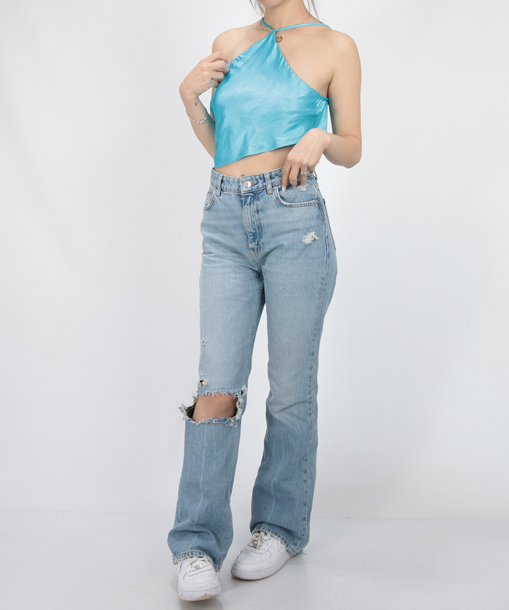 Top Bershka, albastru, M