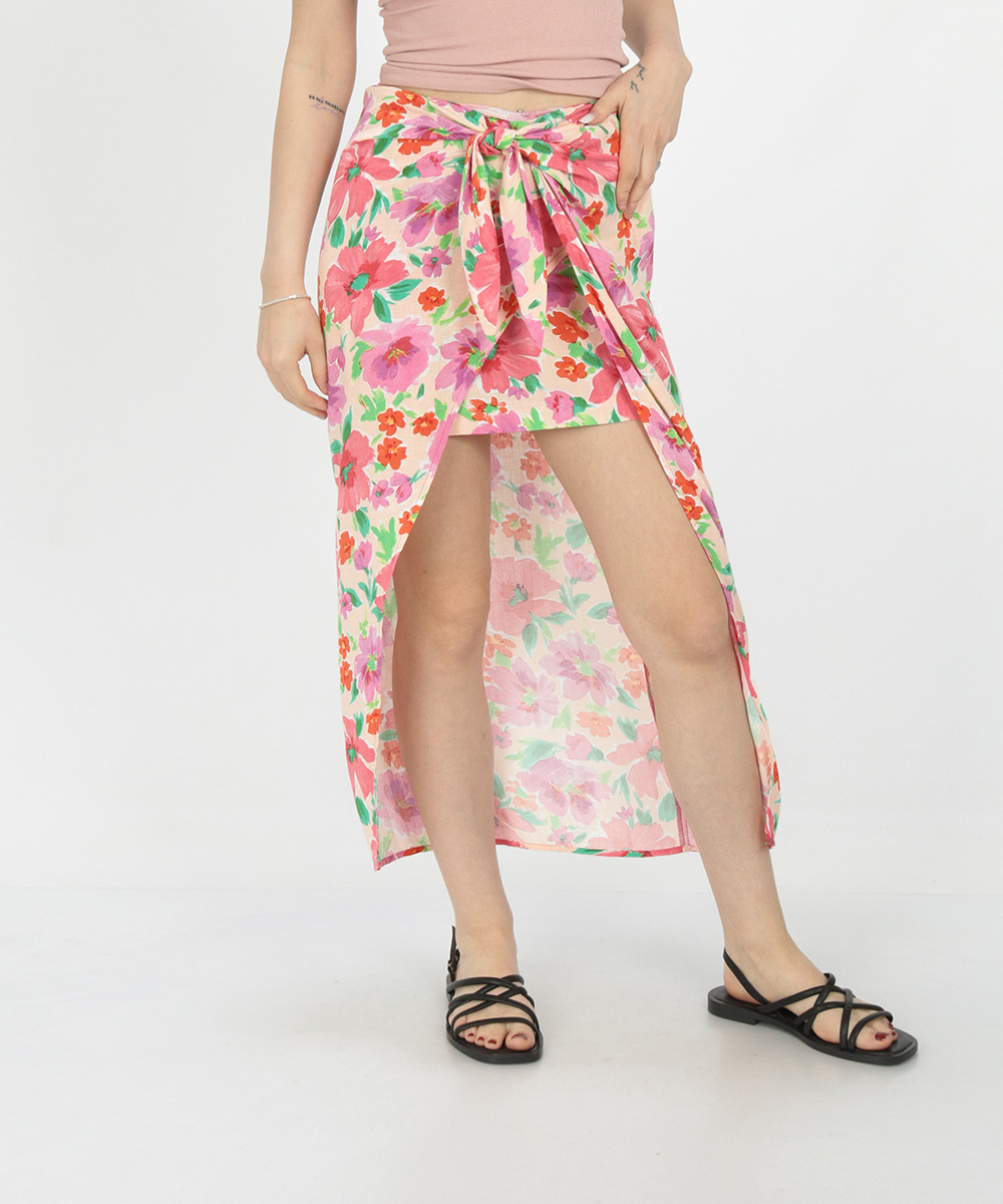Fusta Bershka, floral, XS