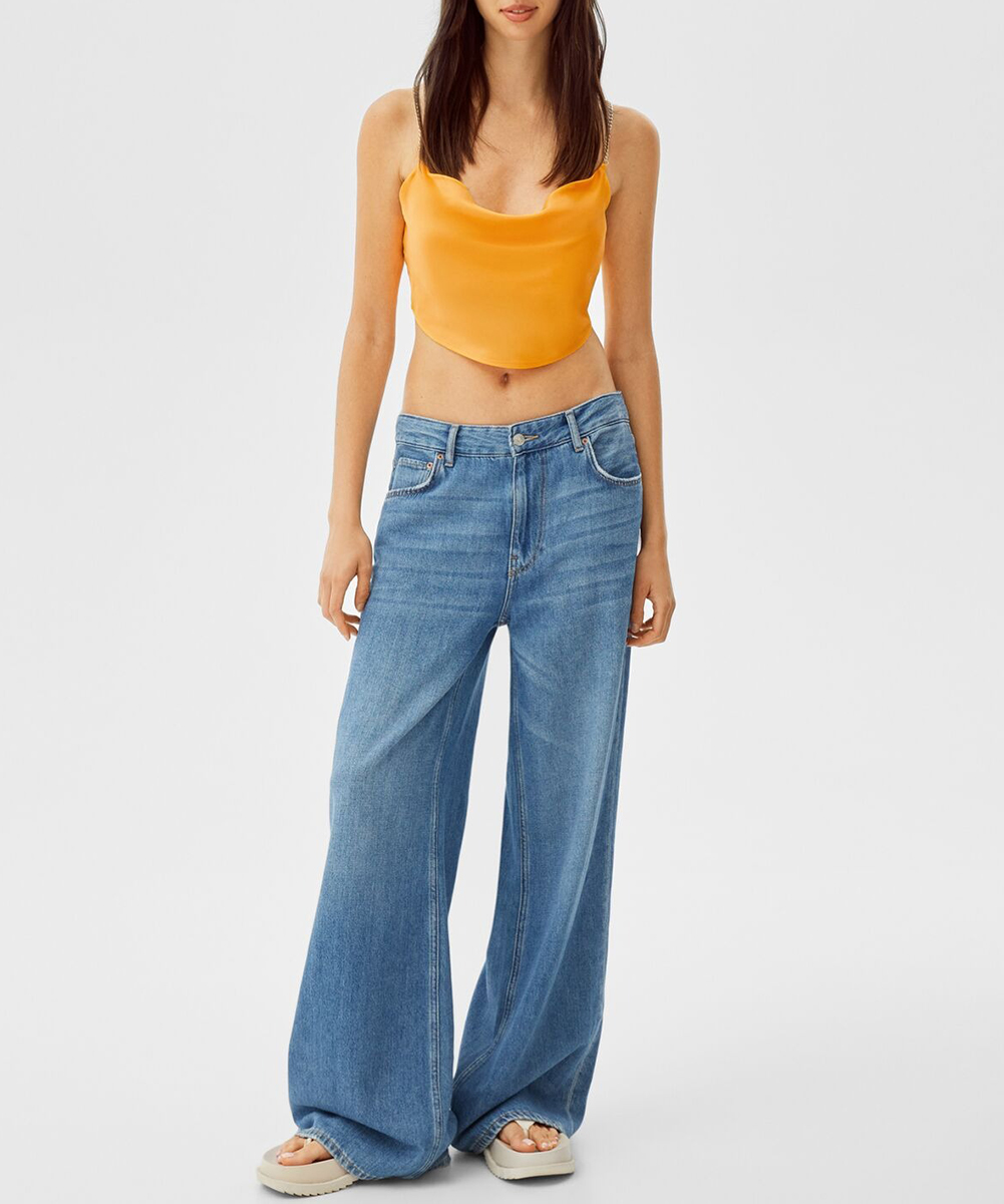 Top Bershka, portocaliu, S