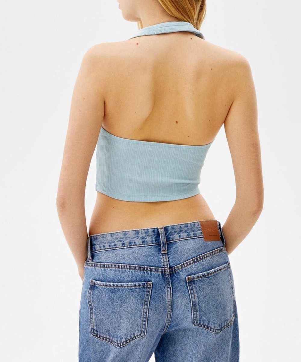Top Bershka, albastru, S - 1 | YEO