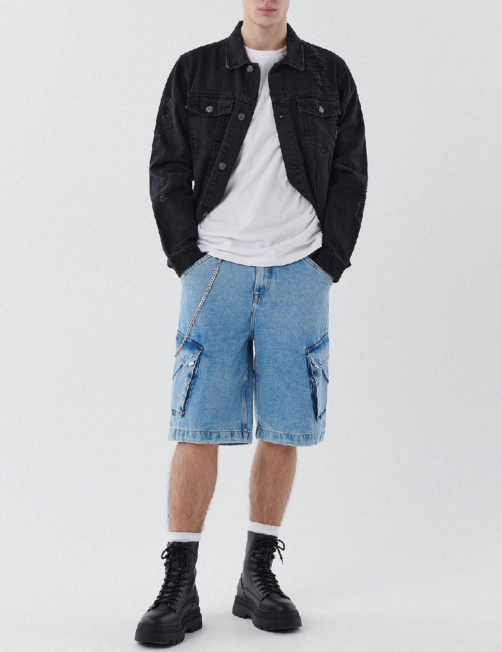 Pantaloni scurti CROPP, albastru, 28