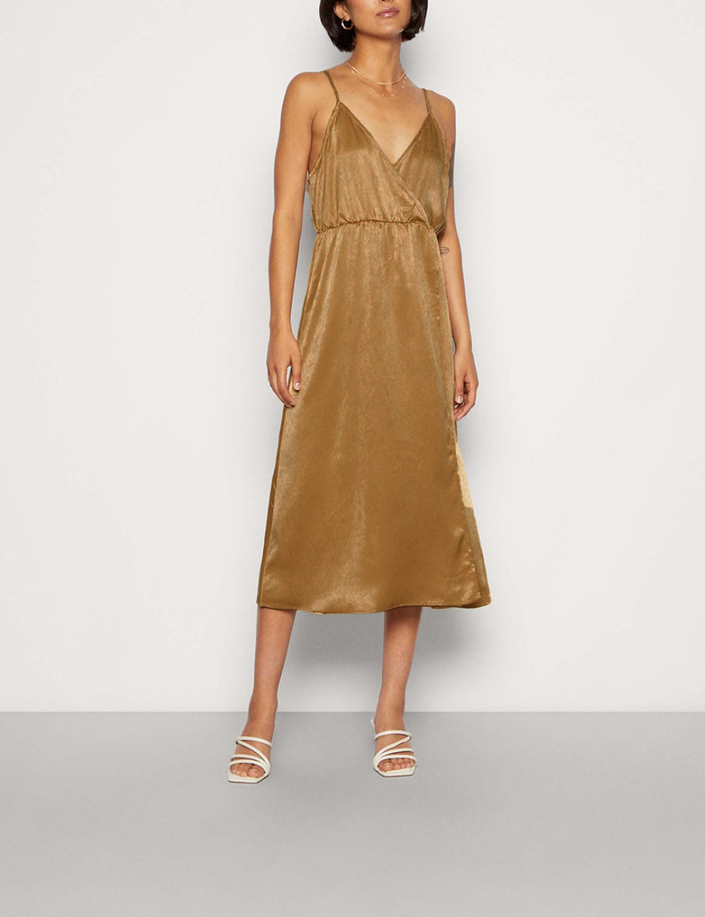 Rochie medie Vila, maro deschis, 42