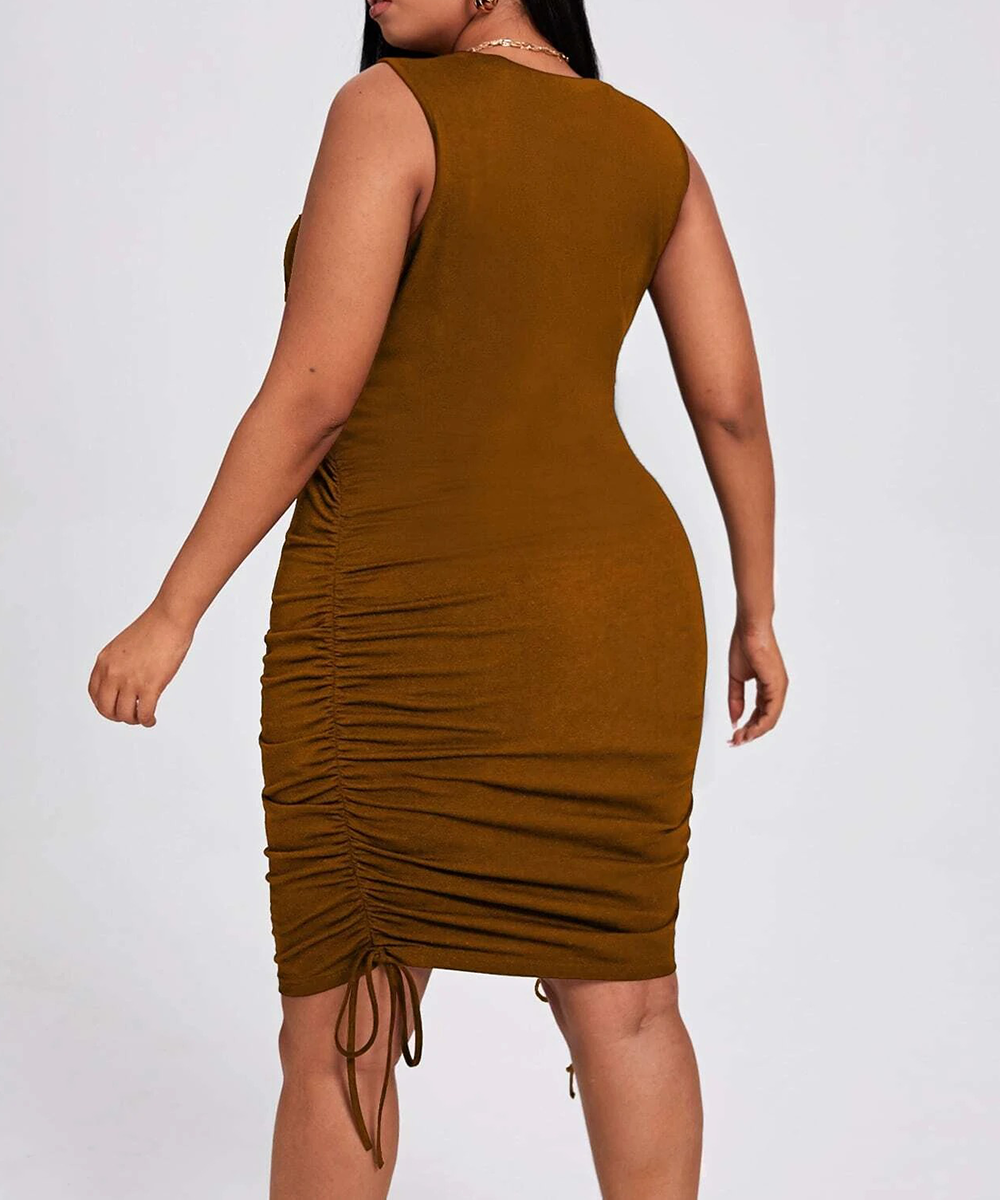 Rochie scurta SHEIN CURVE, maro, 3XL - 1 | YEO