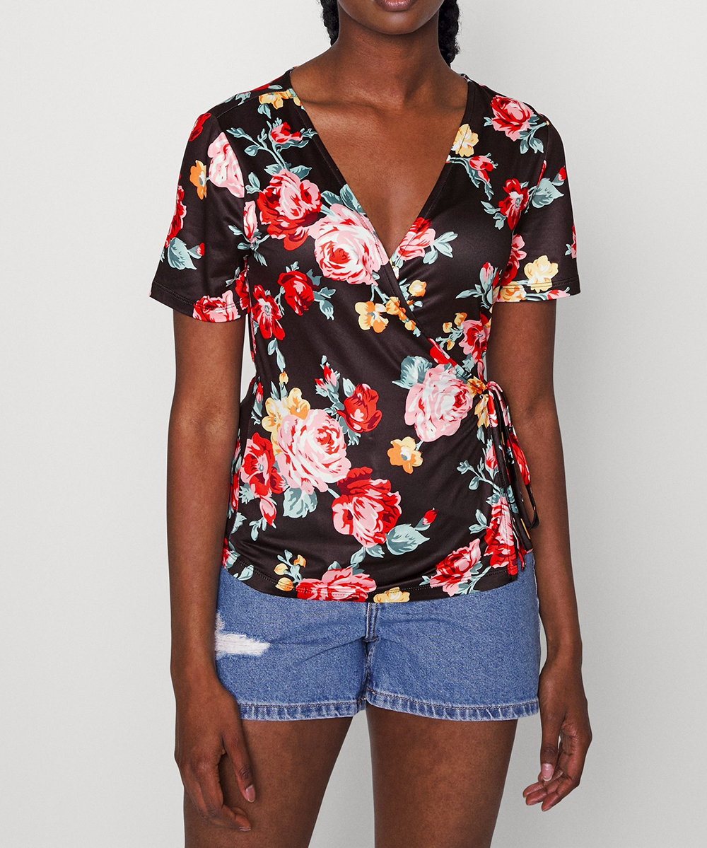 Bluza Vila, negru floral, S