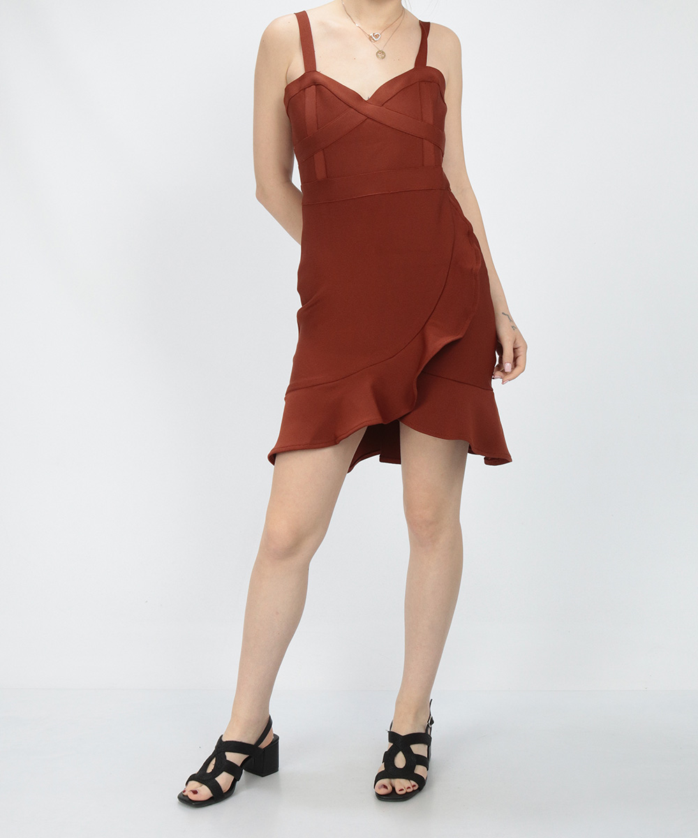 Rochie scurta SHEIN, caramiziu, M