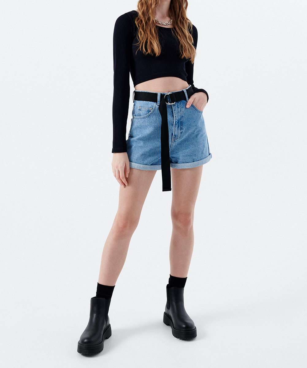 Pantaloni Scurti CROPP, albastru, 32