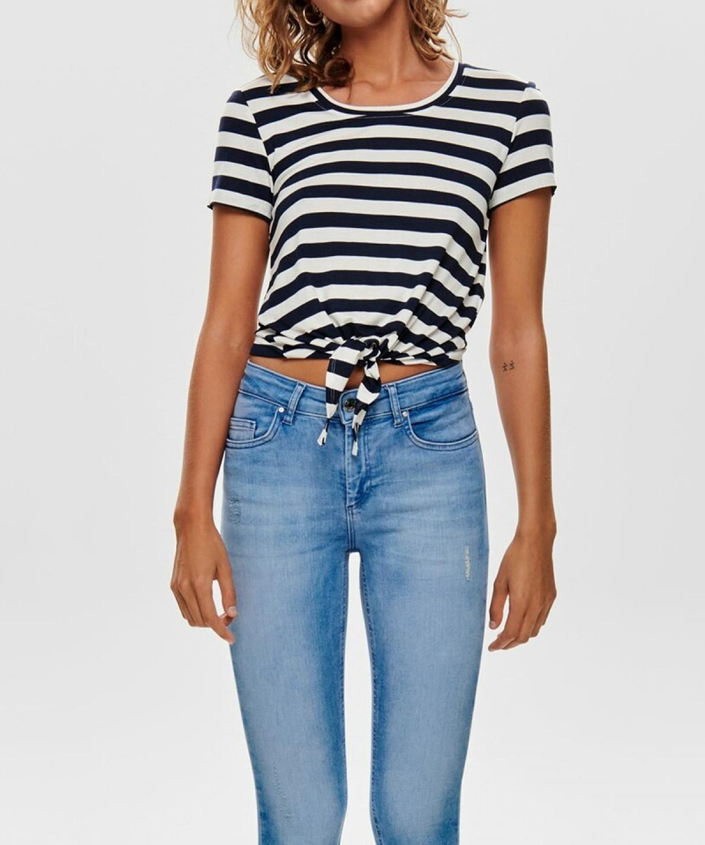 Tricou only, alb/bleumarin, xs