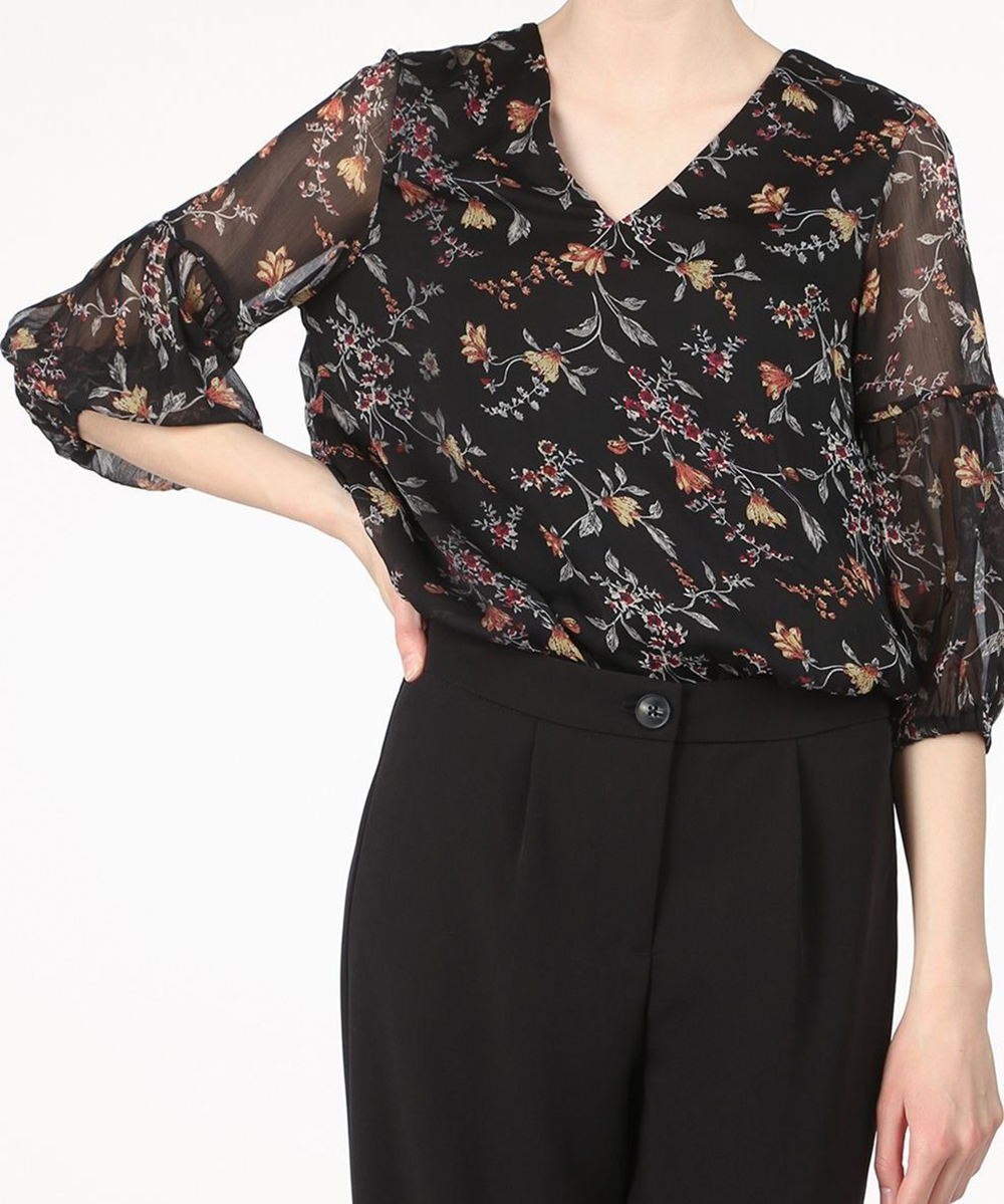 Camasa Vero Moda, negru floral, XS