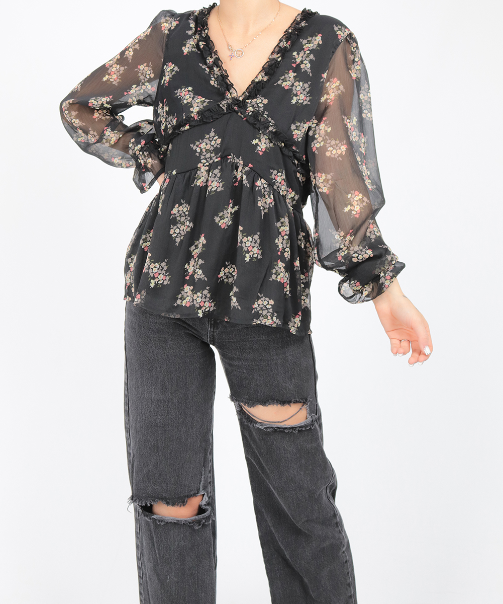 Bluza Vero Moda, negru floral