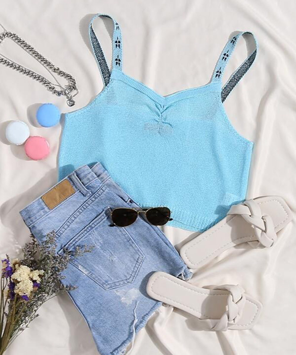 Top shein, albastru, l