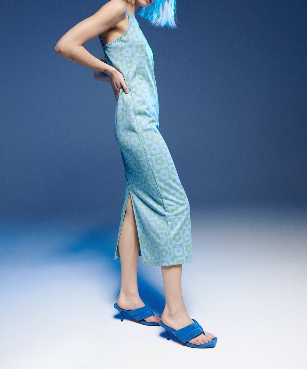 Rochie medie Reserved, albastru/verde, S - 1 | YEO