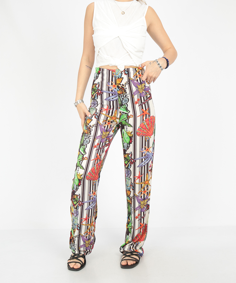 Pantaloni shein, alb/negru, s