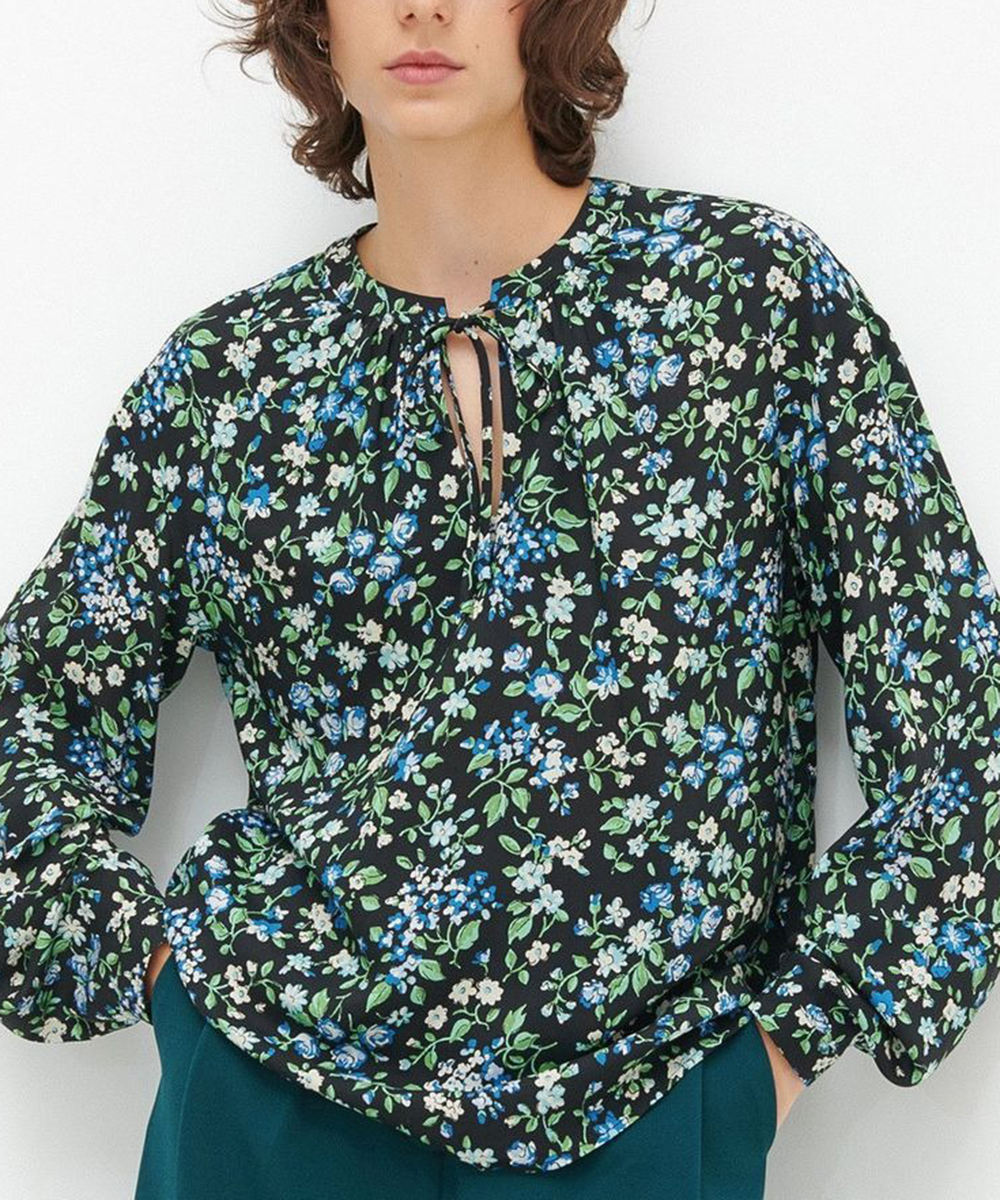Bluza Reserved, negru floral, 34