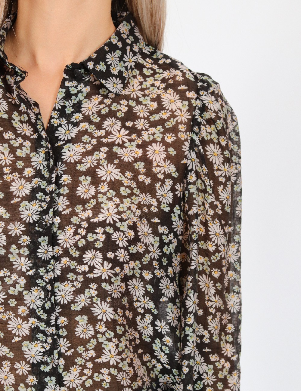 Camasa Stradivarius, negru floral, M - 1 | YEO
