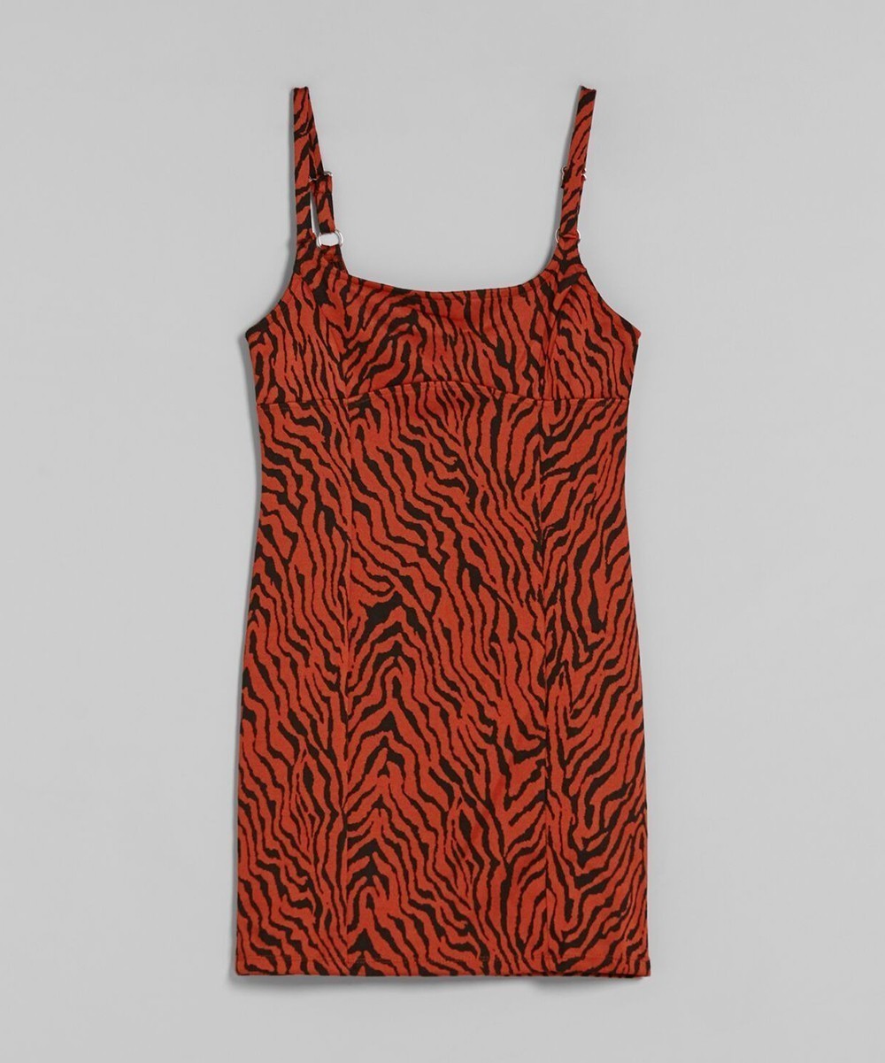 Rochie scurta Bershka, negru/portocaliu, XS - 1 | YEO