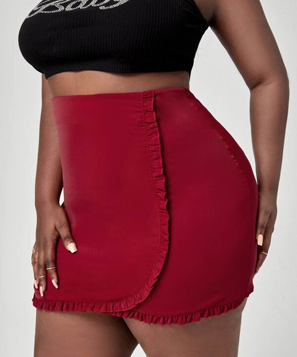 Fusta SHEIN CURVE, rosu, 2XL