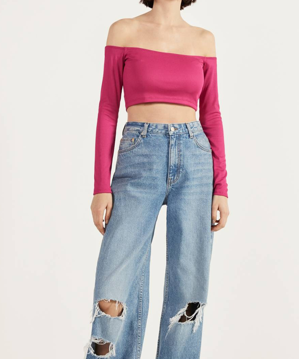 Top Bershka, magenta, M