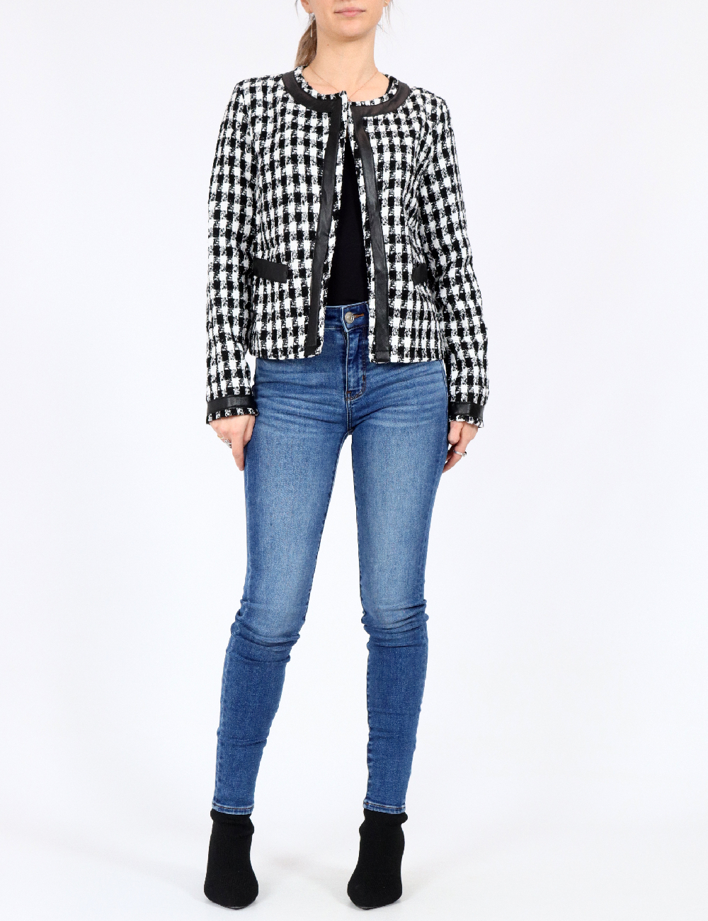 Blazer SHEIN, alb/negru, XS