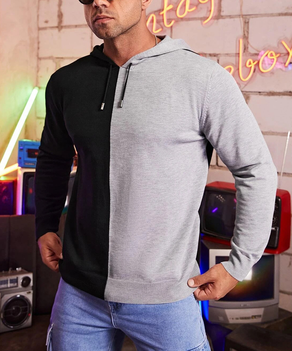 Hanorac SHEIN Plus Size Men, gri/negru
