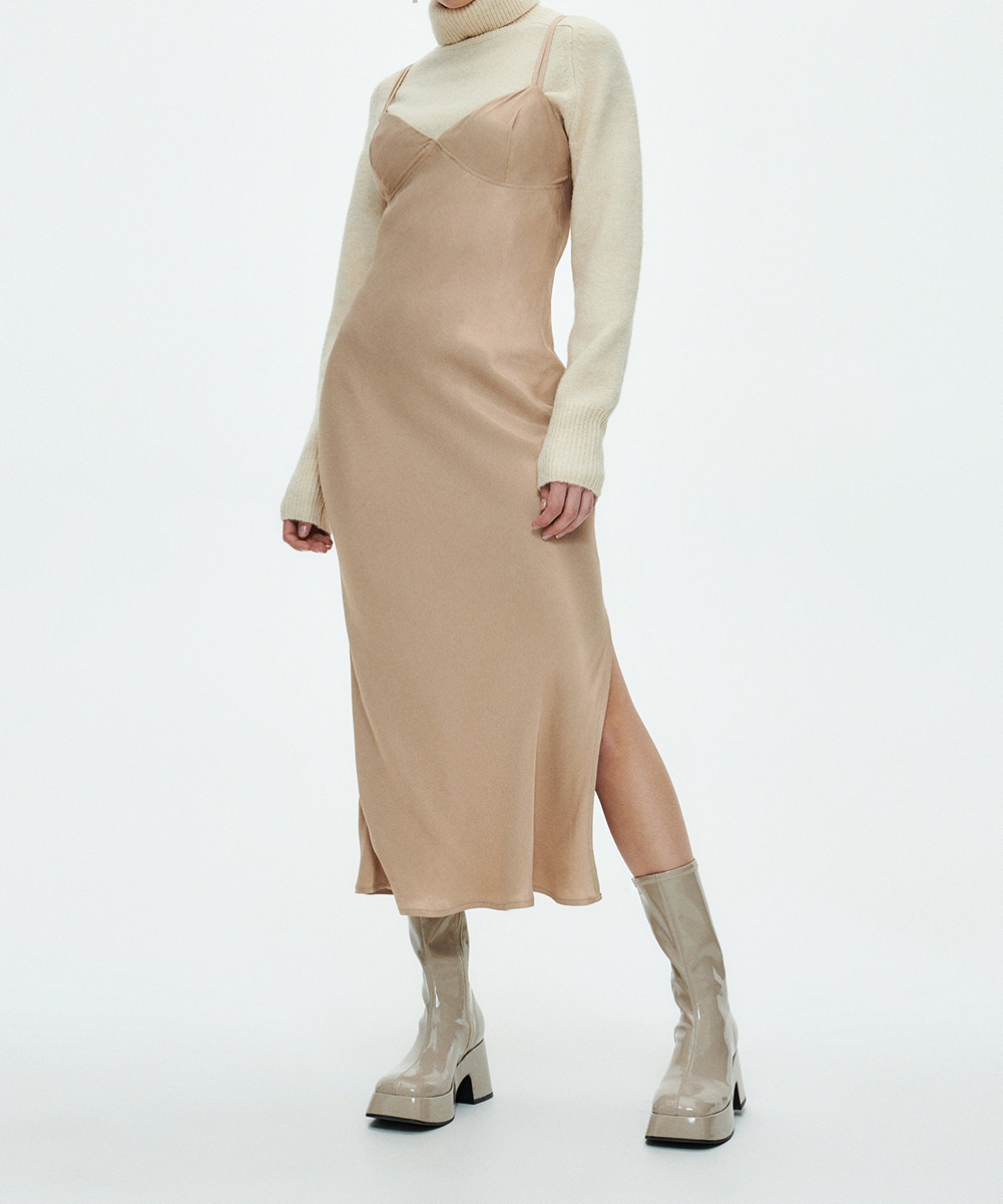 Rochie medie Reserved, crem, L