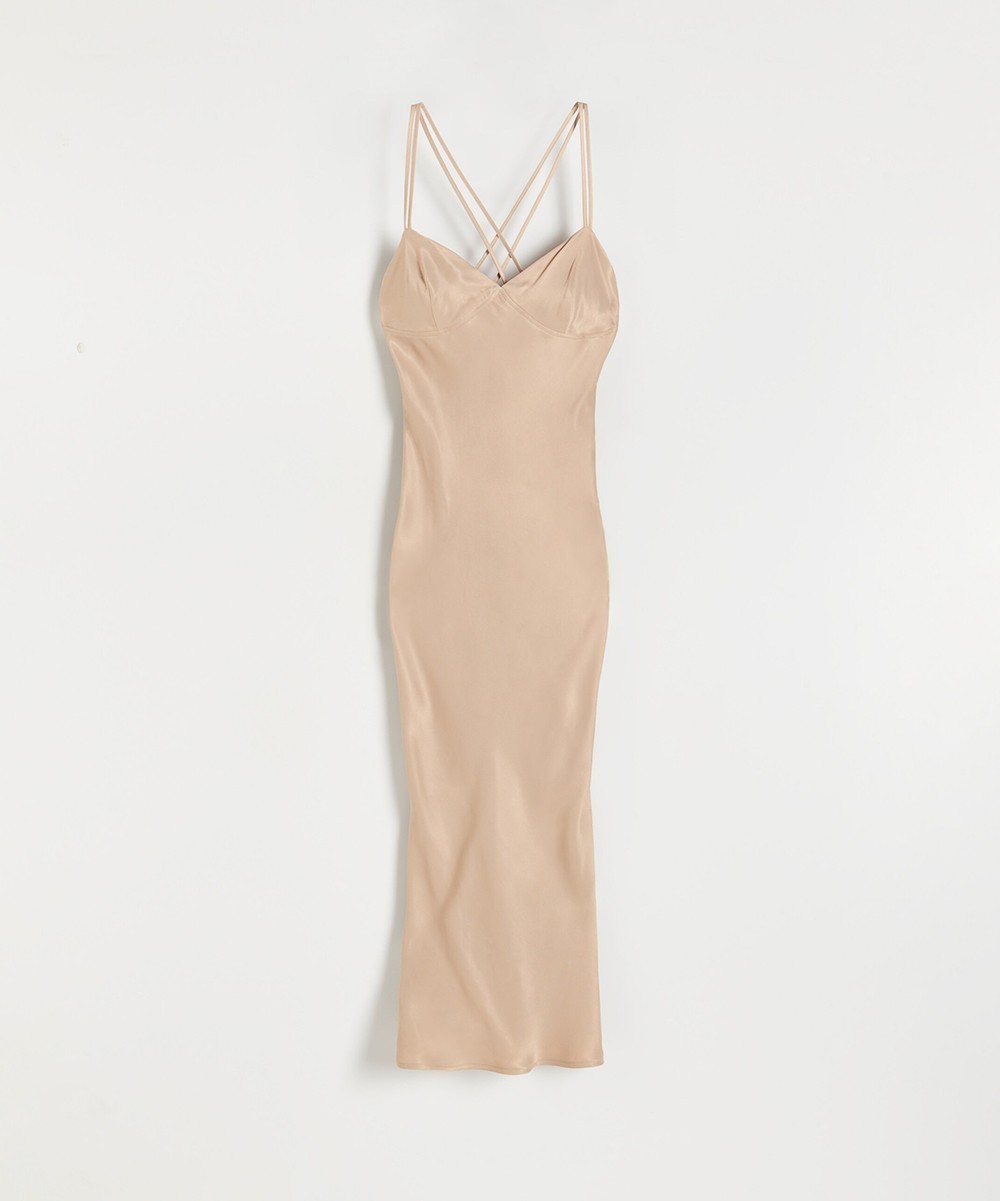 Rochie medie Reserved, crem - 1 | YEO