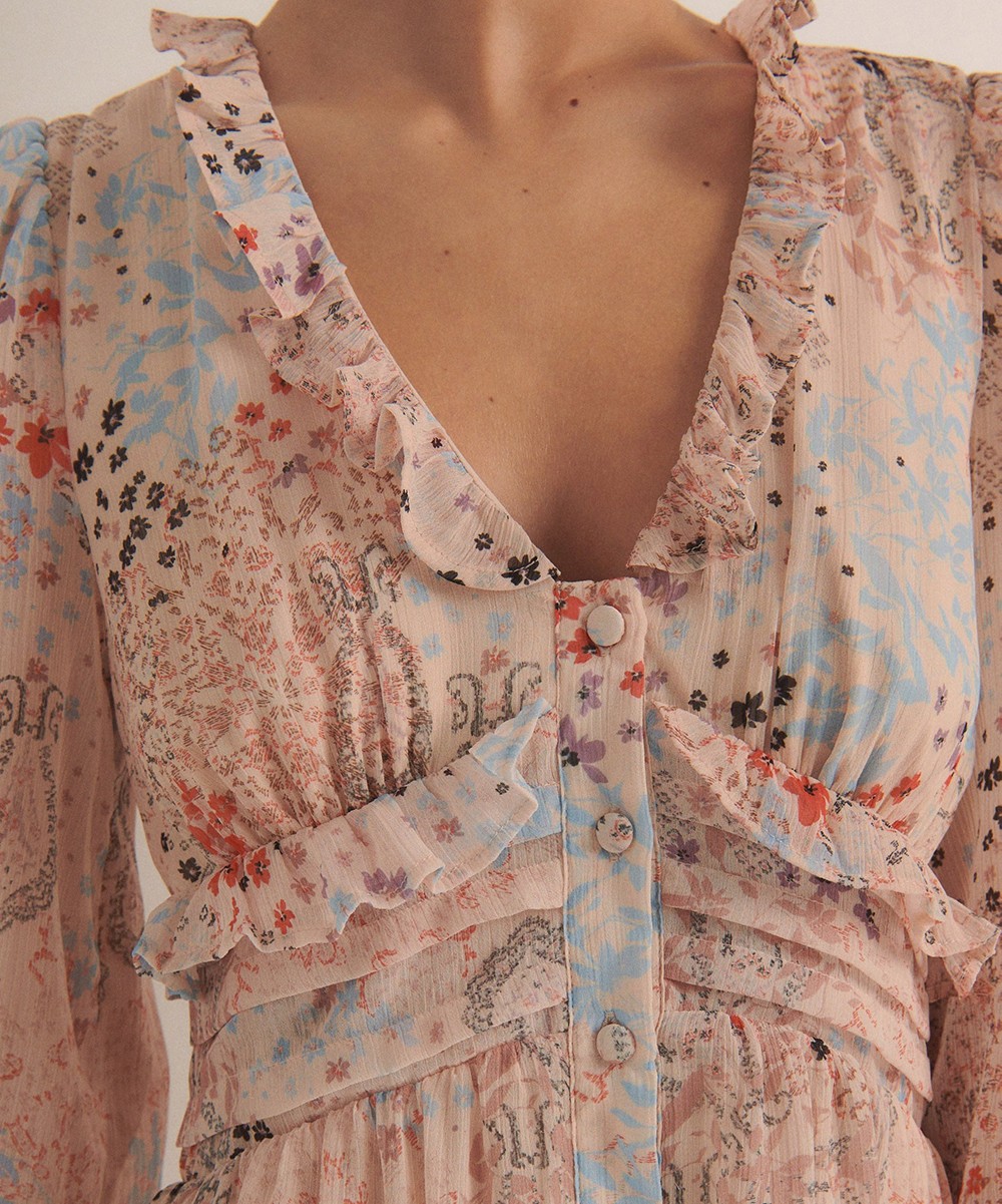 Rochie scurta Reserved, crem - 1 | YEO