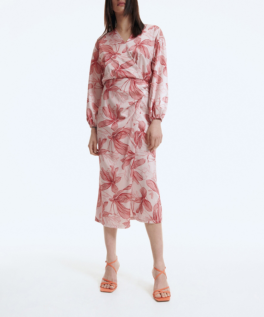 Rochie medie Reserved, roz pudra, M