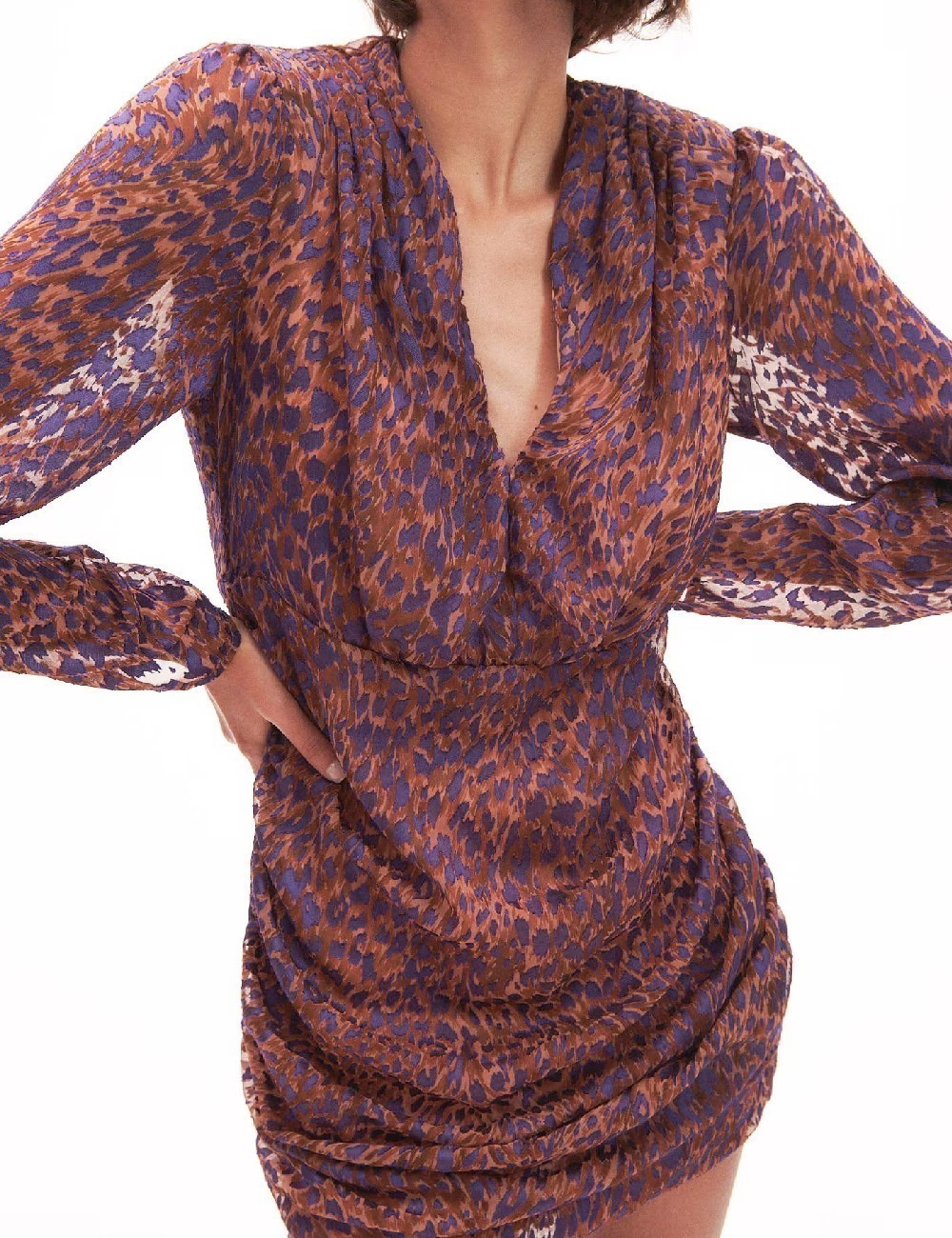 Rochie scurta Reserved, maro - 1 | YEO