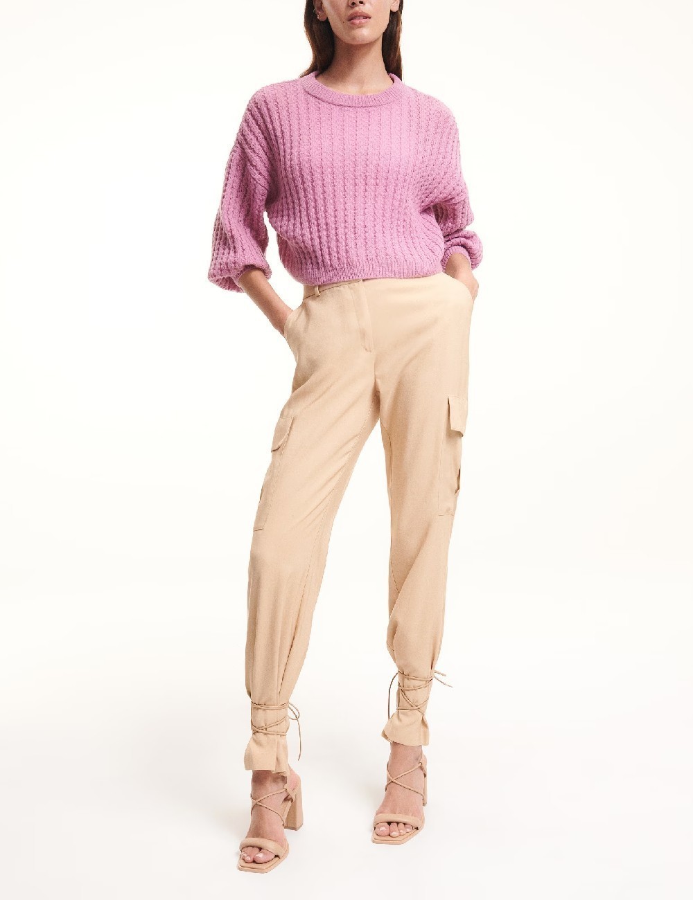 Pantaloni Reserved, crem, S - 1 | YEO