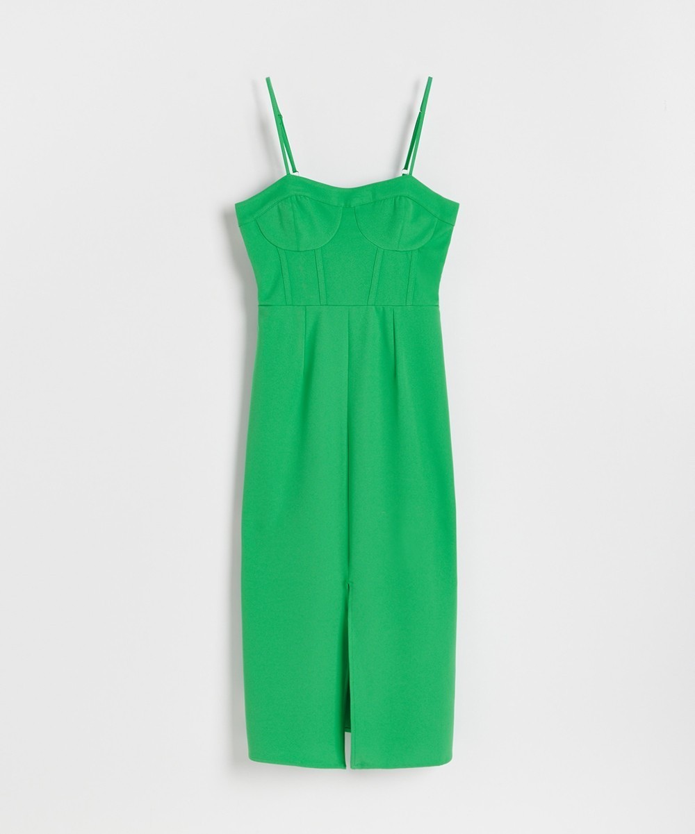 Rochie medie Reserved, verde, 42 - 1 | YEO