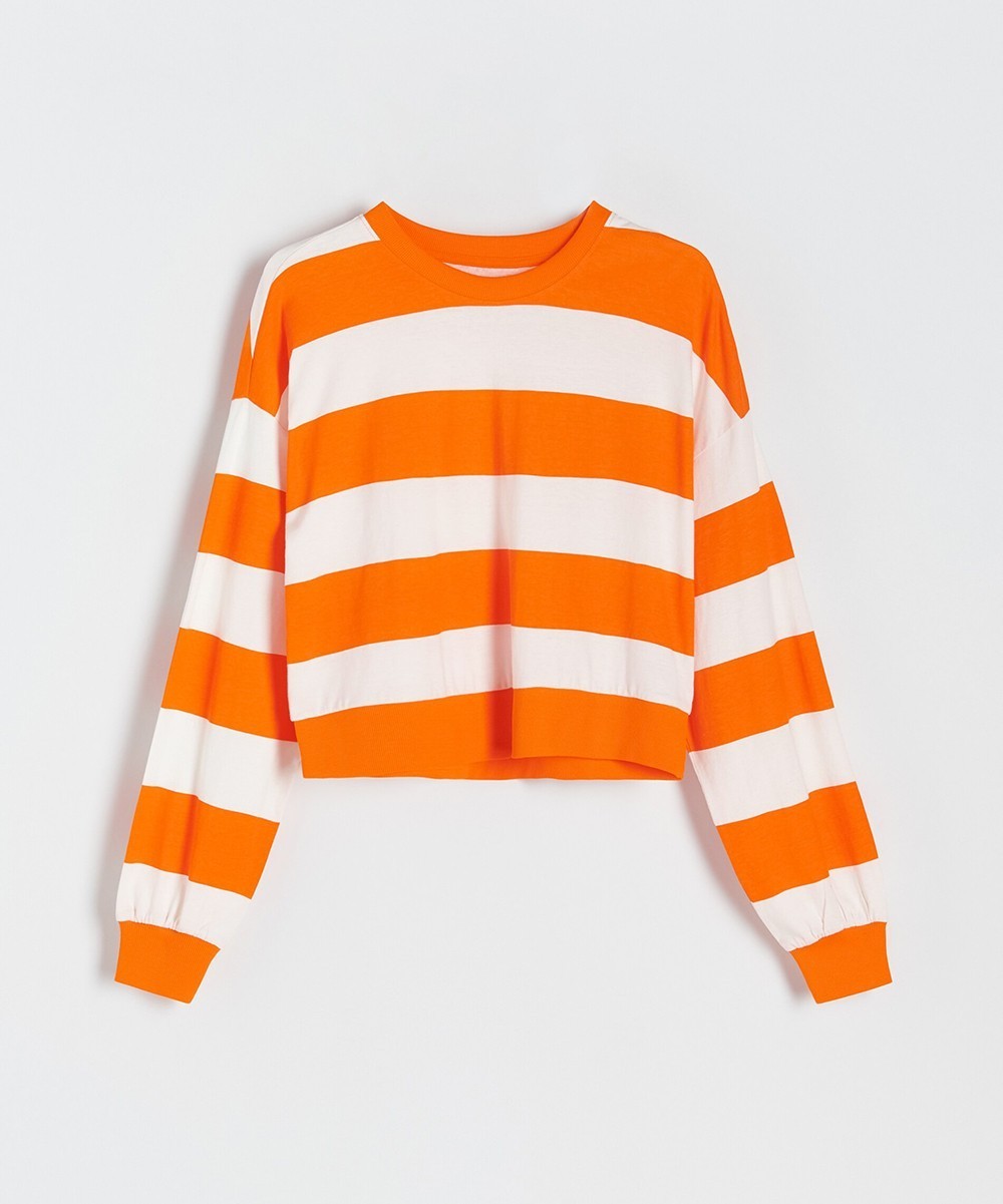 Bluza Reserved, alb/portocaliu, L - 1 | YEO