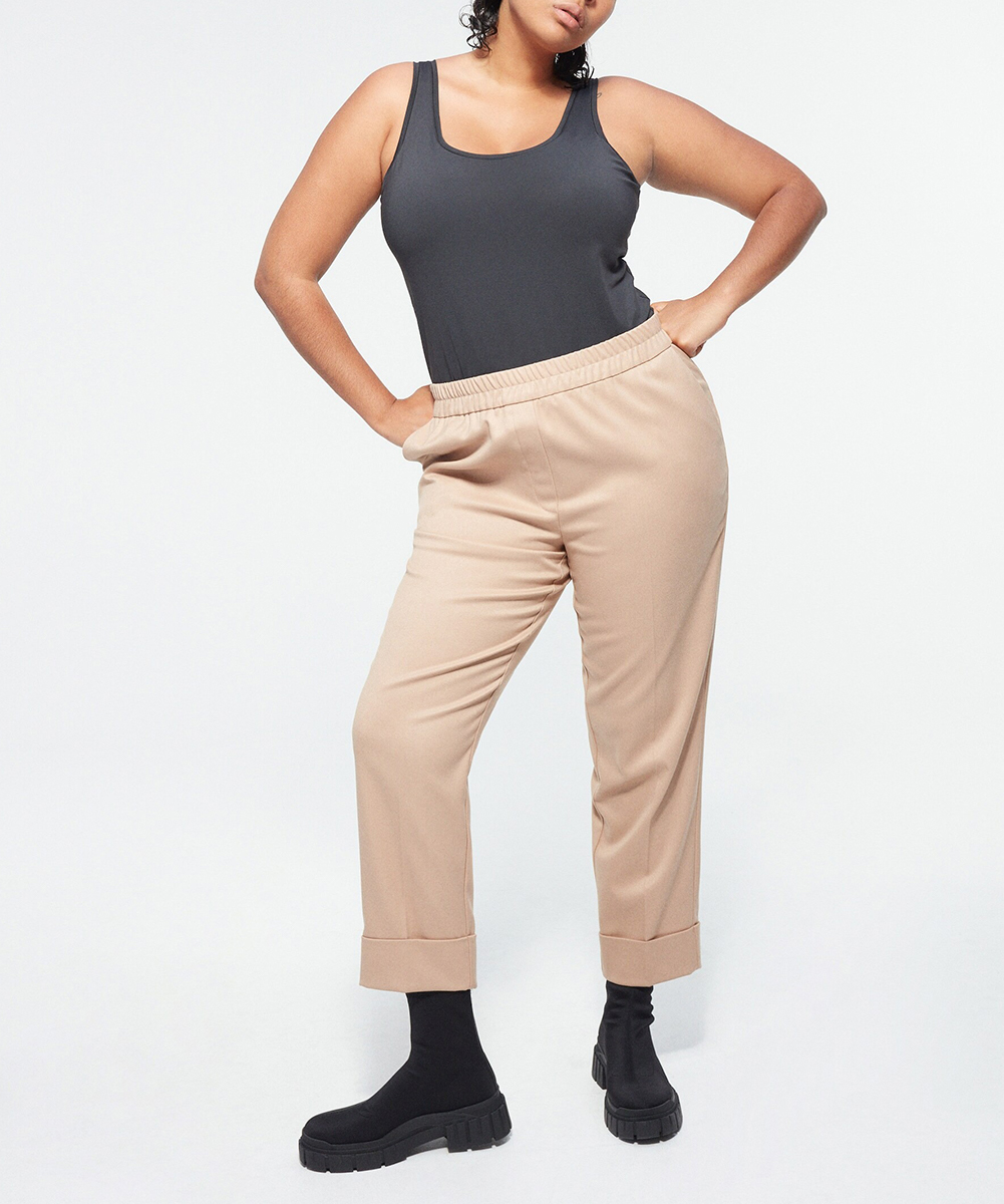Pantaloni Reserved Plus Size, maro deschis