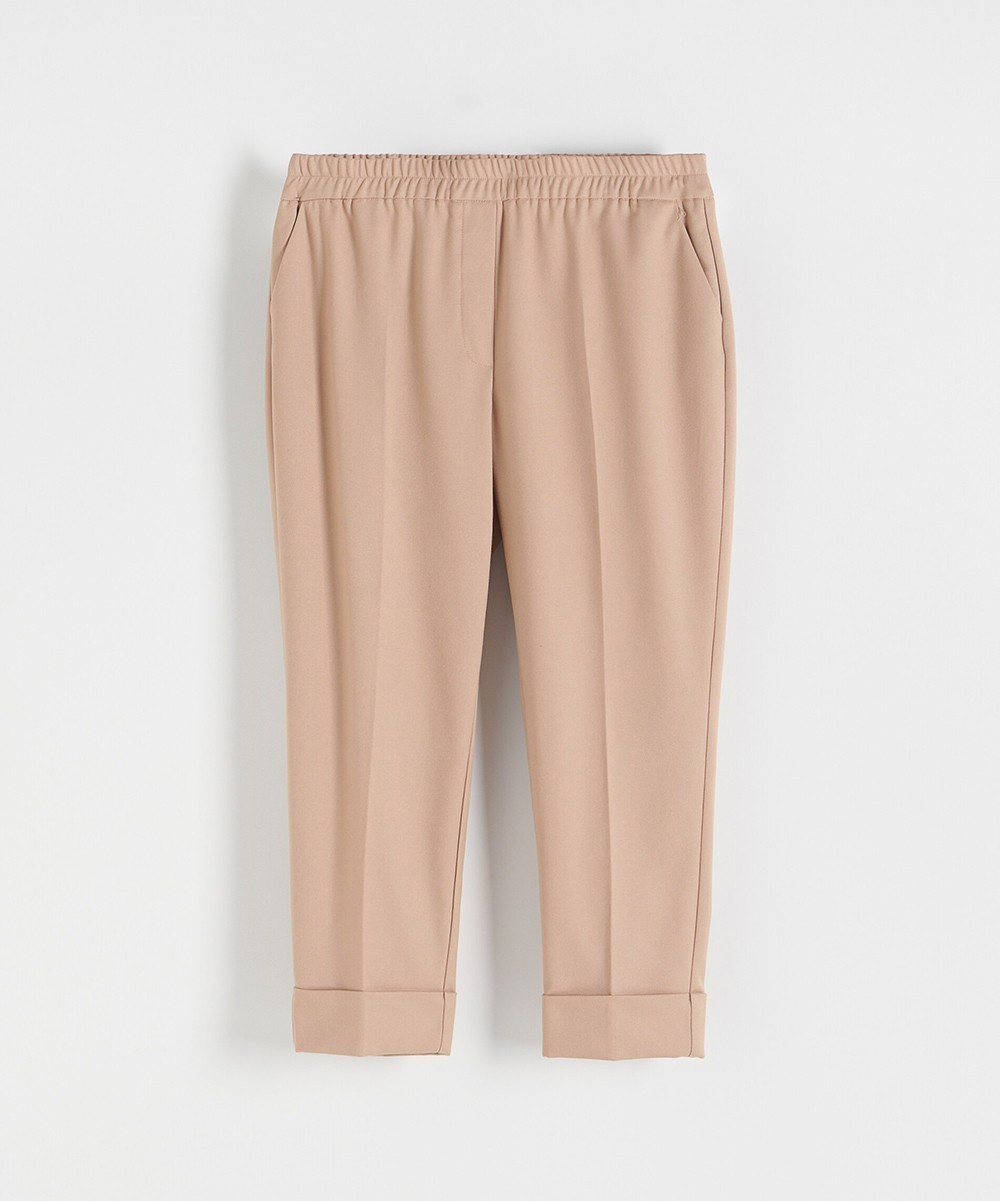 Pantaloni Reserved Plus Size, maro deschis - 1 | YEO
