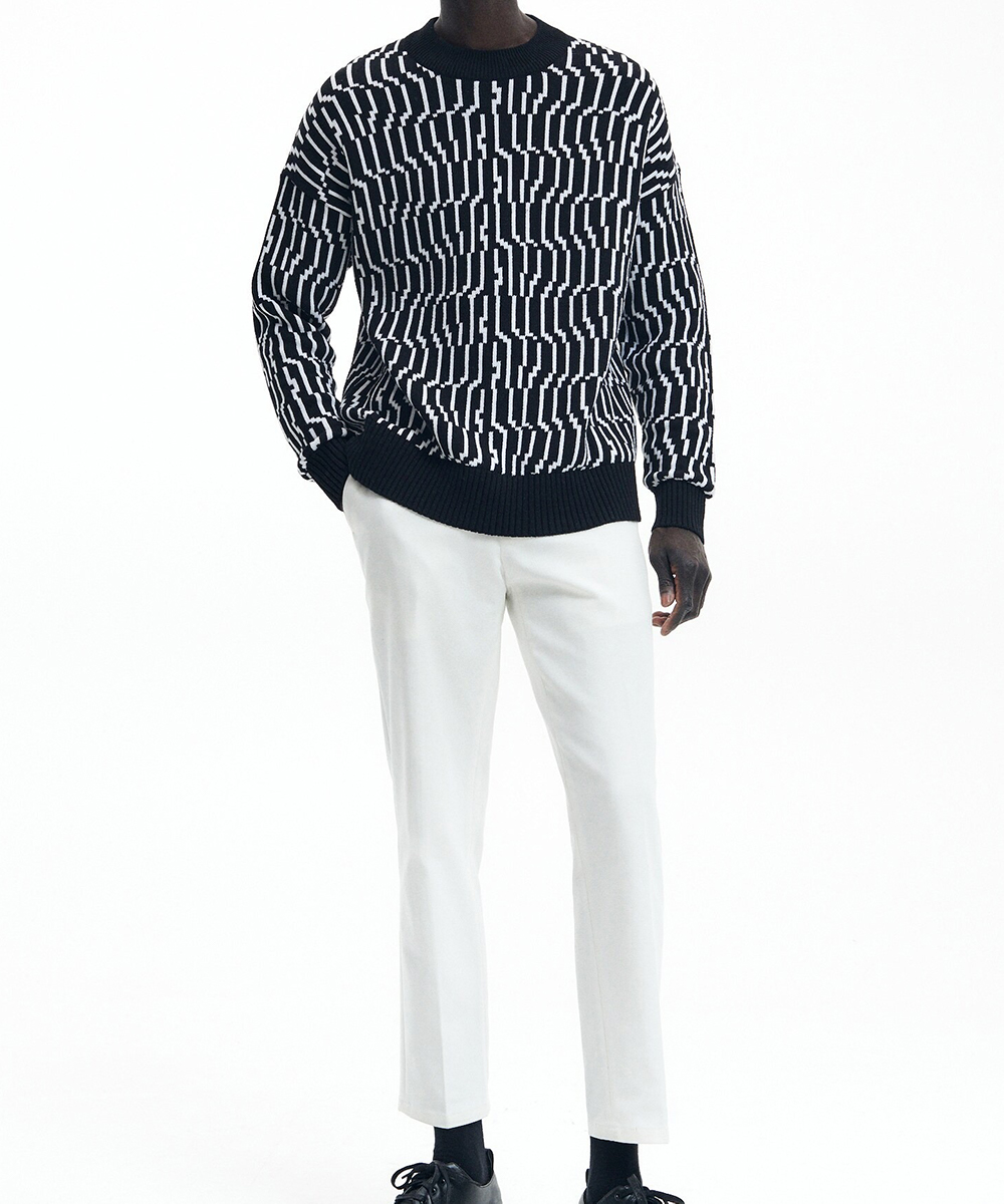 Pulover Reserved, negru/alb