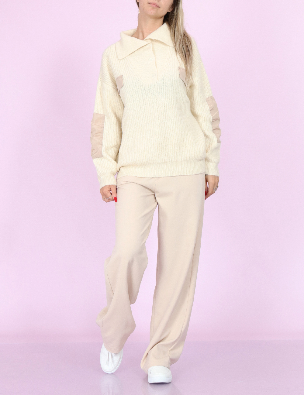 Pulover Pieces, ecru, L
